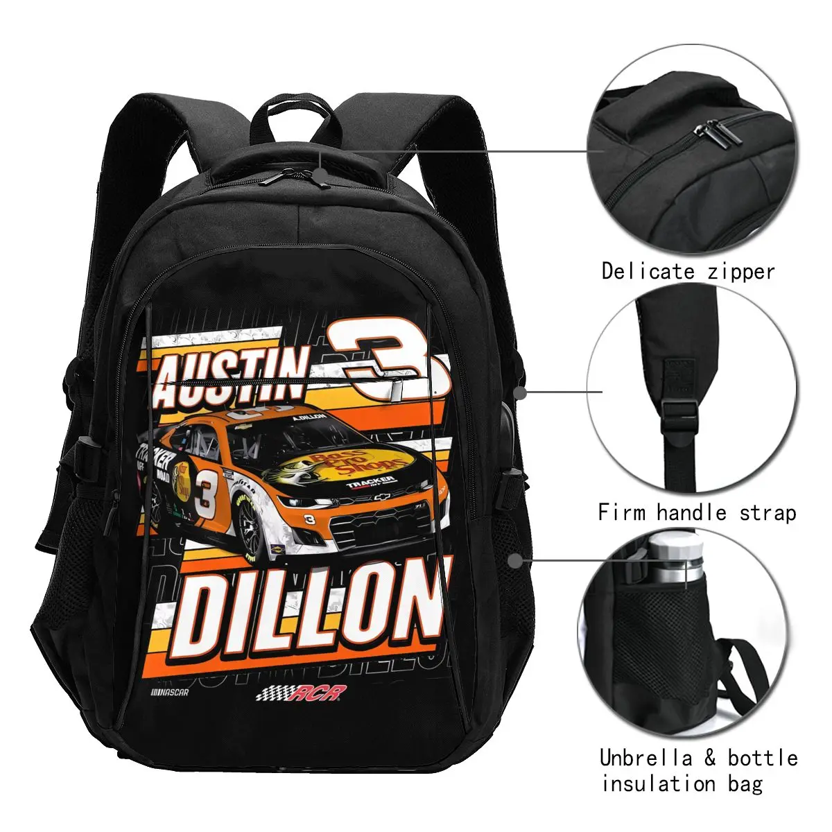 Austin Dillon 3 Travel Laptop Backpack, Business Water Resistant Laptop Backpack with USB Charging Port, College Bag Men Women