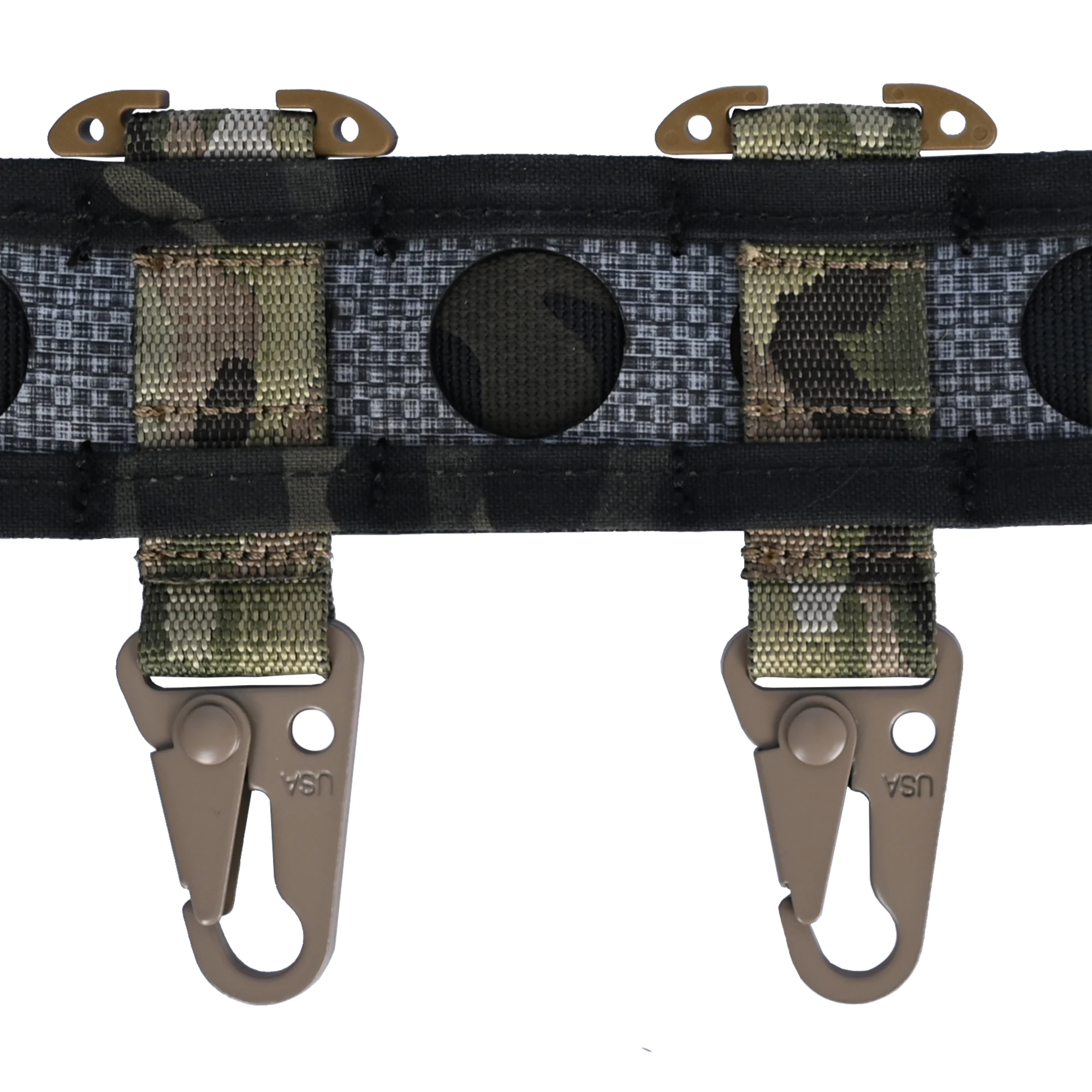 Hängender Karabiner für taktische Ausrüstung, T-Mount-Molle-Gurtband-Clip, Nylon-Metall-Snap-Sling-Clips, HK-Haken für taktische Gürtel