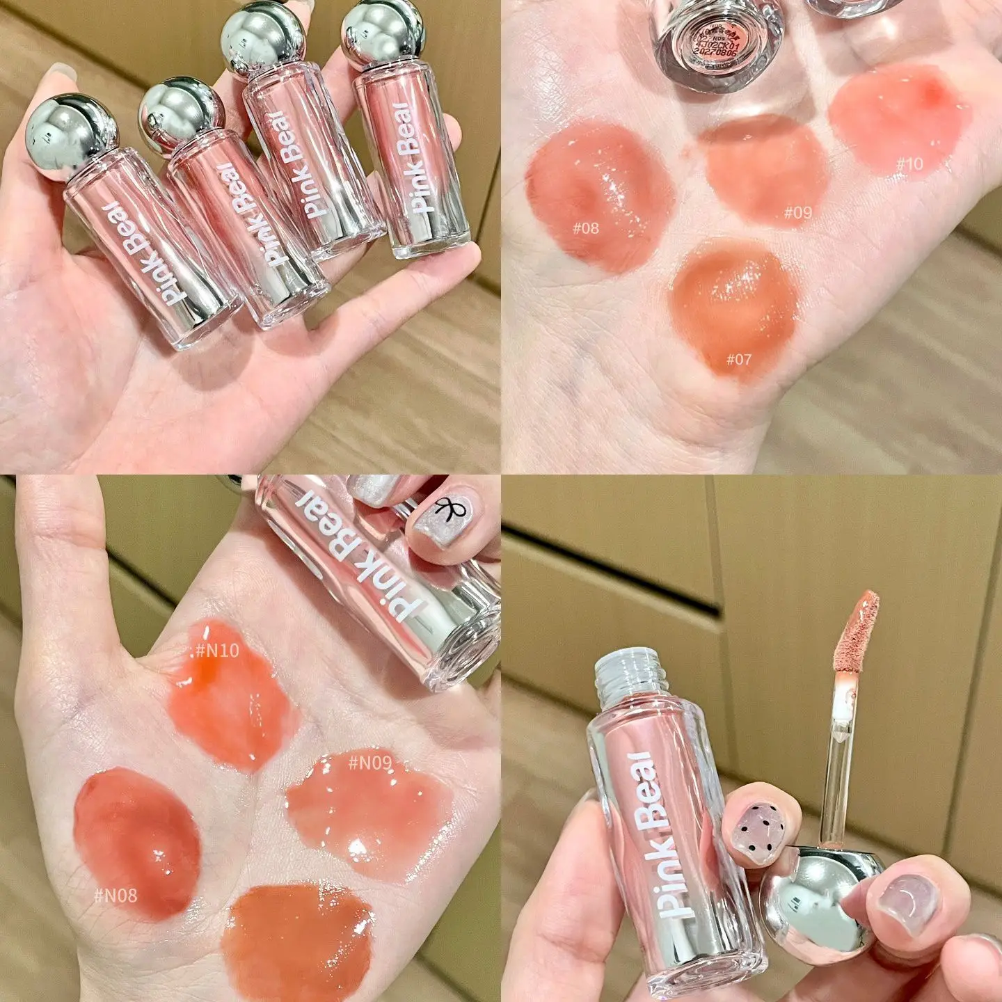 

Pinkbear Small Bulb Essence Блеск для губ Зеркальный очиститель губ Fade Lip Lines Стойкий макияж для розовых губ