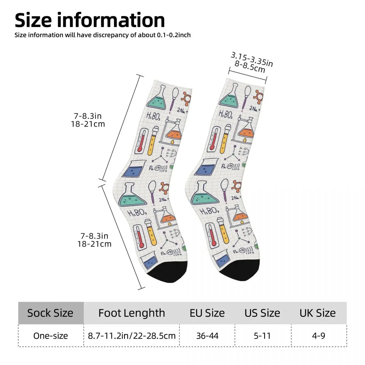 All Seasons Crew Stockings Scientific With Chemistry Formulas Socks Crazy Hip Hop Long Socks for Men Women Valentine's Day Gifts