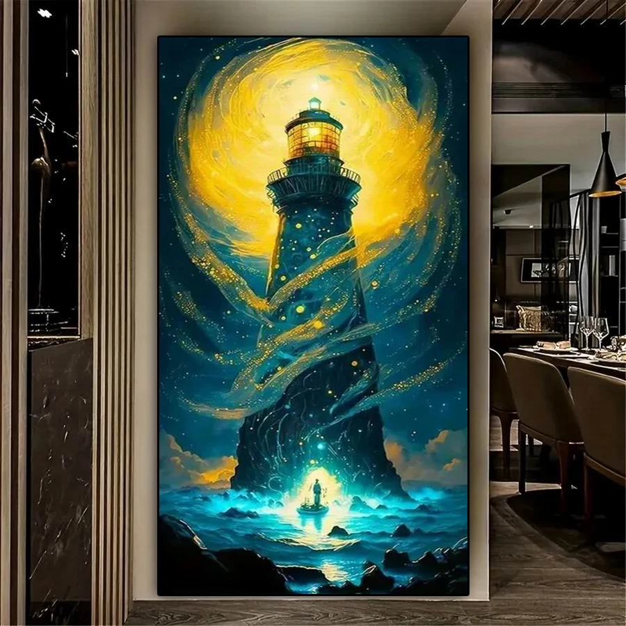 New Diamond Painting Jewelry Cross Stitch Kits Large Size Lighthouse Diy Full Mosaic Embroidery Landscape Picture Wall Decor