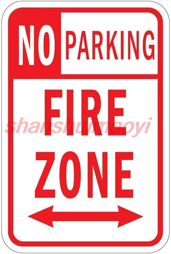 MAI No Parking Fire Zone Funny Tin Sign 8x12 inch