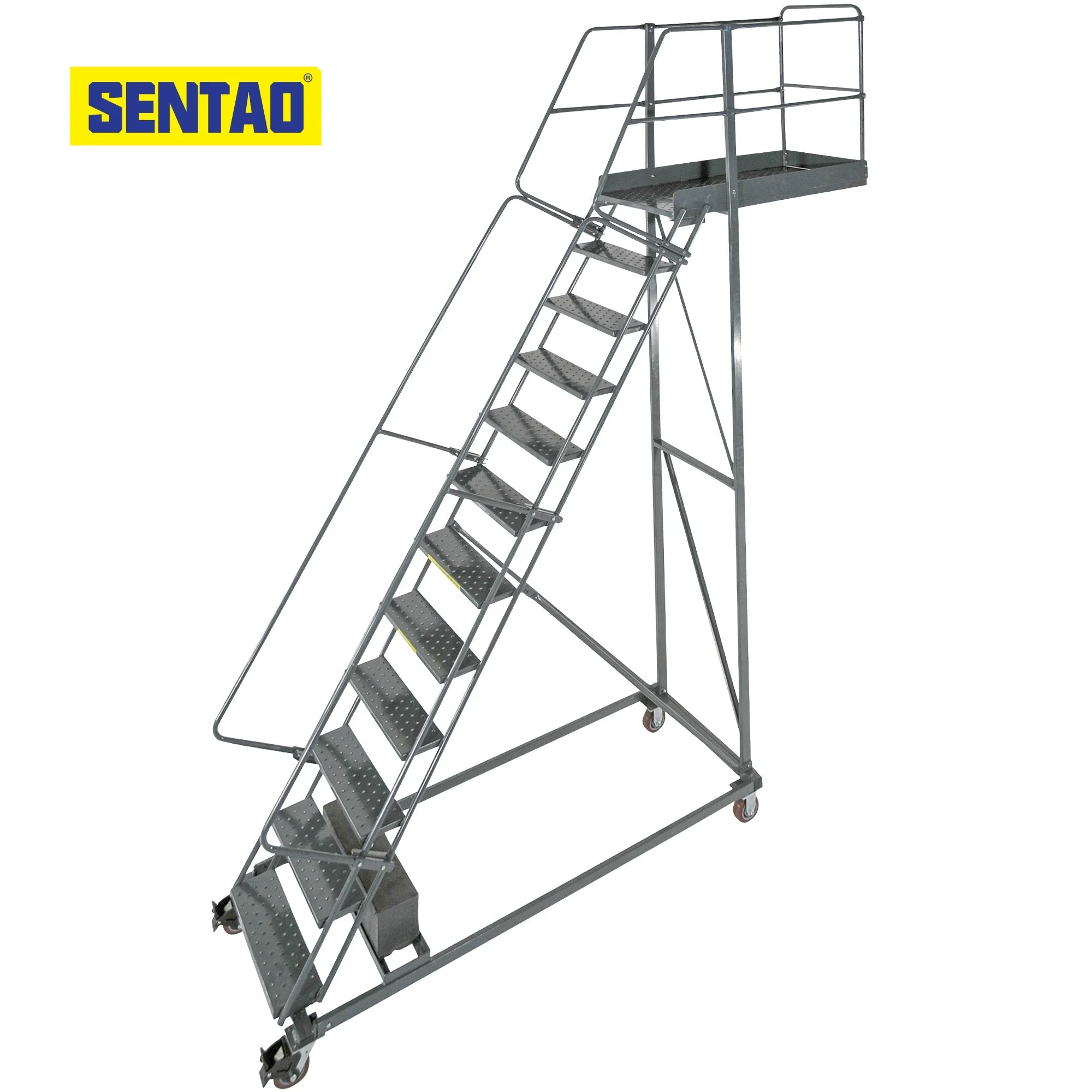 SENTAO Customizable Steel Mobile Platform Climbing Ladder Warehousing Mobile Platform Truck Mobile Ladder For Warehousing