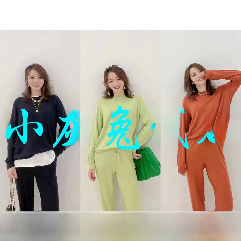 

Loose Casual Pure Color Spor Women's T-irt A-Home G-Home Autumn New Sle Versatile Sweatirt 530067