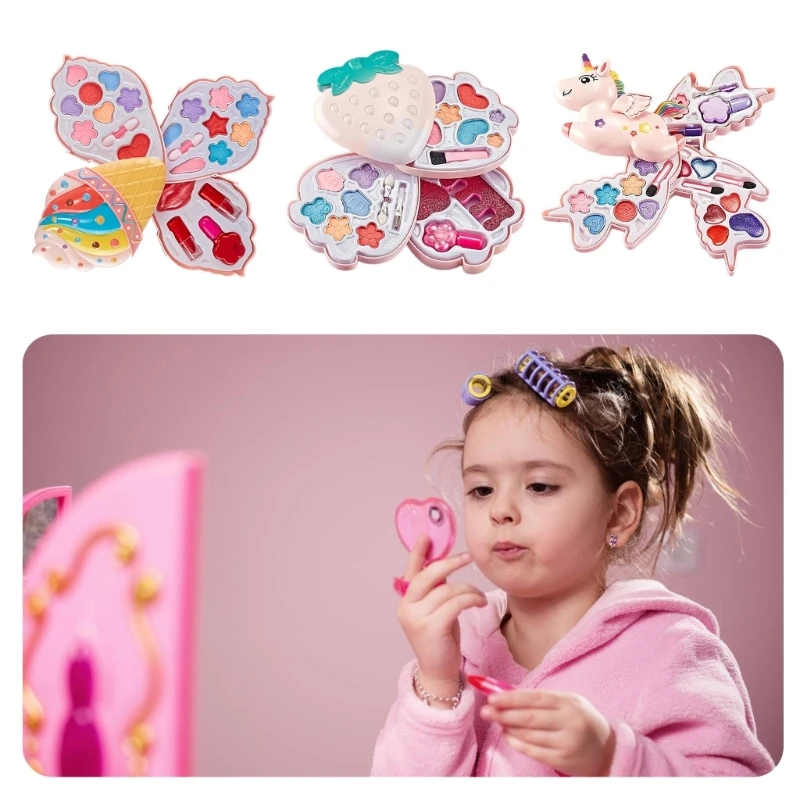 Makeup Box for Little Girl Beauty Cosmetic Princess Toy Pretend Play Kid Girl Birthday Gift Makeup Set Beauty Eyeshadow