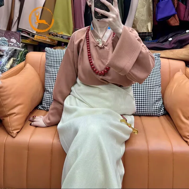 Chińska tybetańska koszula damska z dużym rękawem Xizang Performance Clothes