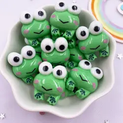 10pcs Colorful Resin Green Frog Flat back Scrapbooks Split Combination Cartoon Animal DIY Figurines Bow Decor Accessories Crafts