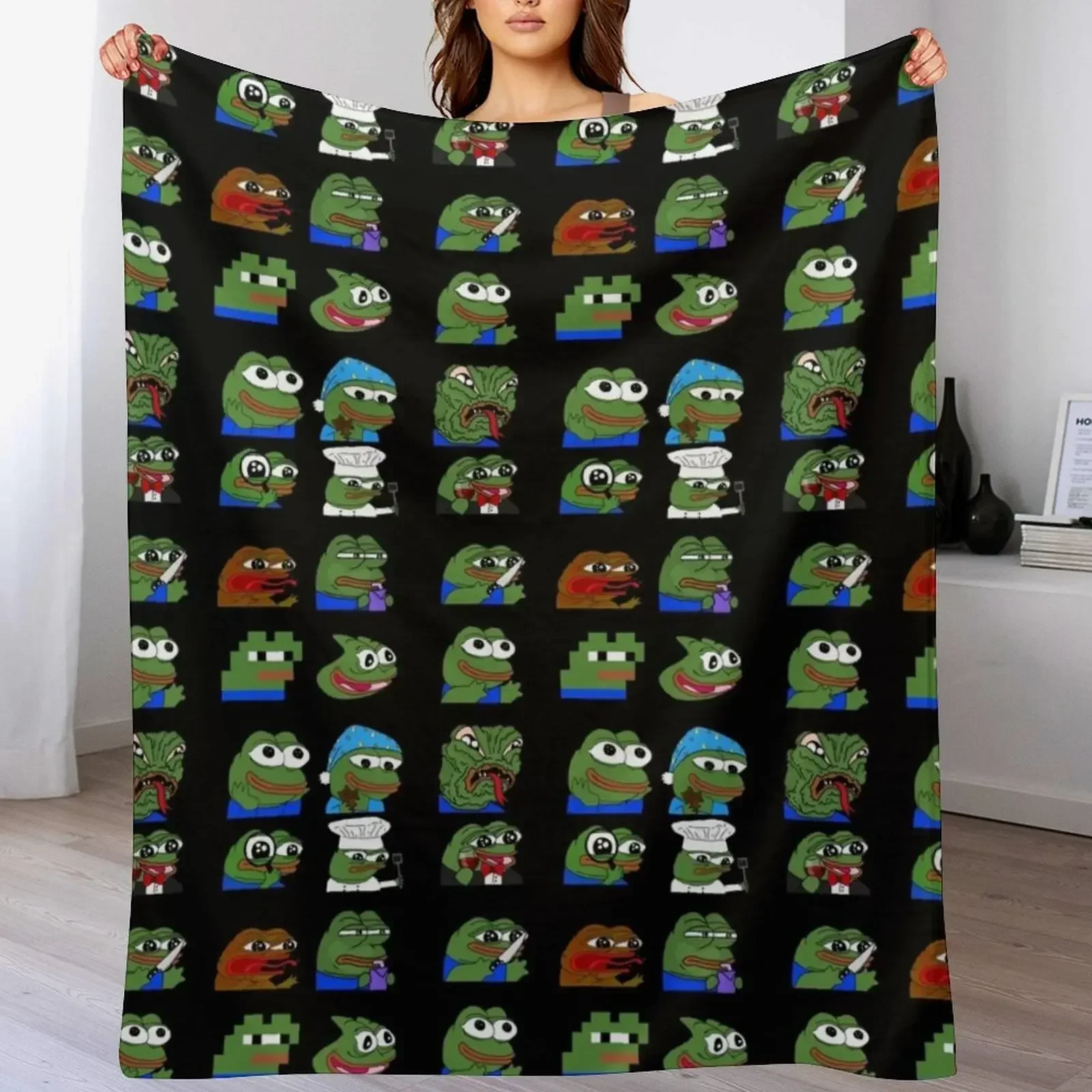 

pepe peepo variety set (12 pepes edition) Throw Blanket Warm Cozy Throw Blanket for Living Room Couch