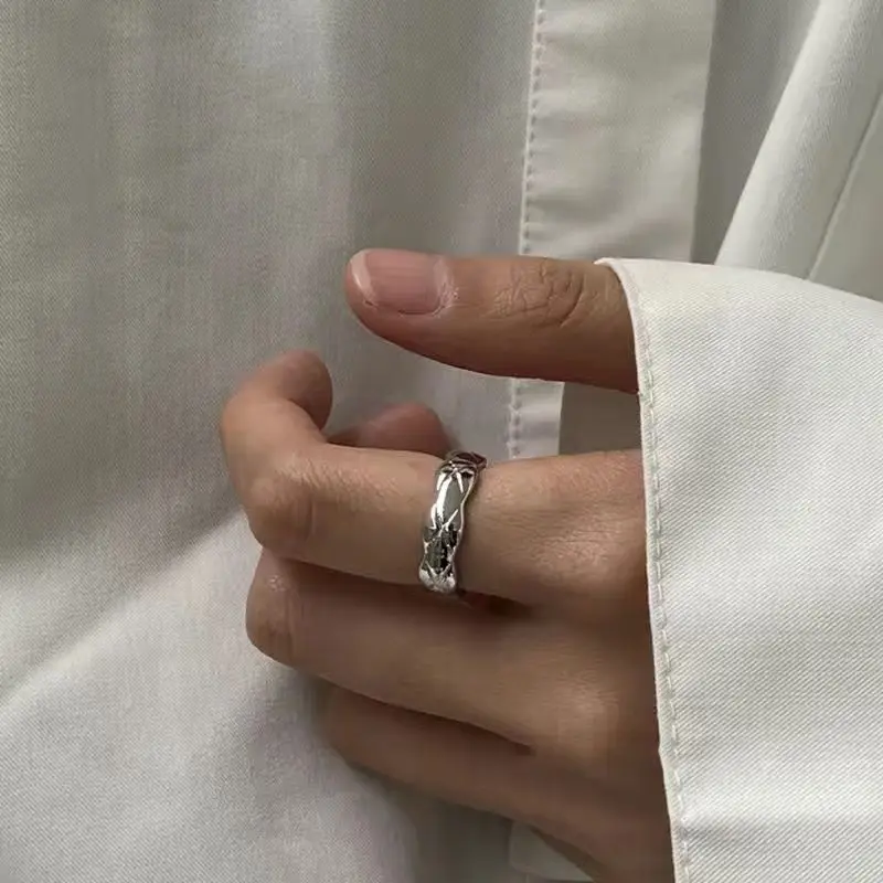 Simple Silver Color Metal Open Rings for Women Geometry Uneven Charms Ring Party Adjustable Statement Jewelry Gift