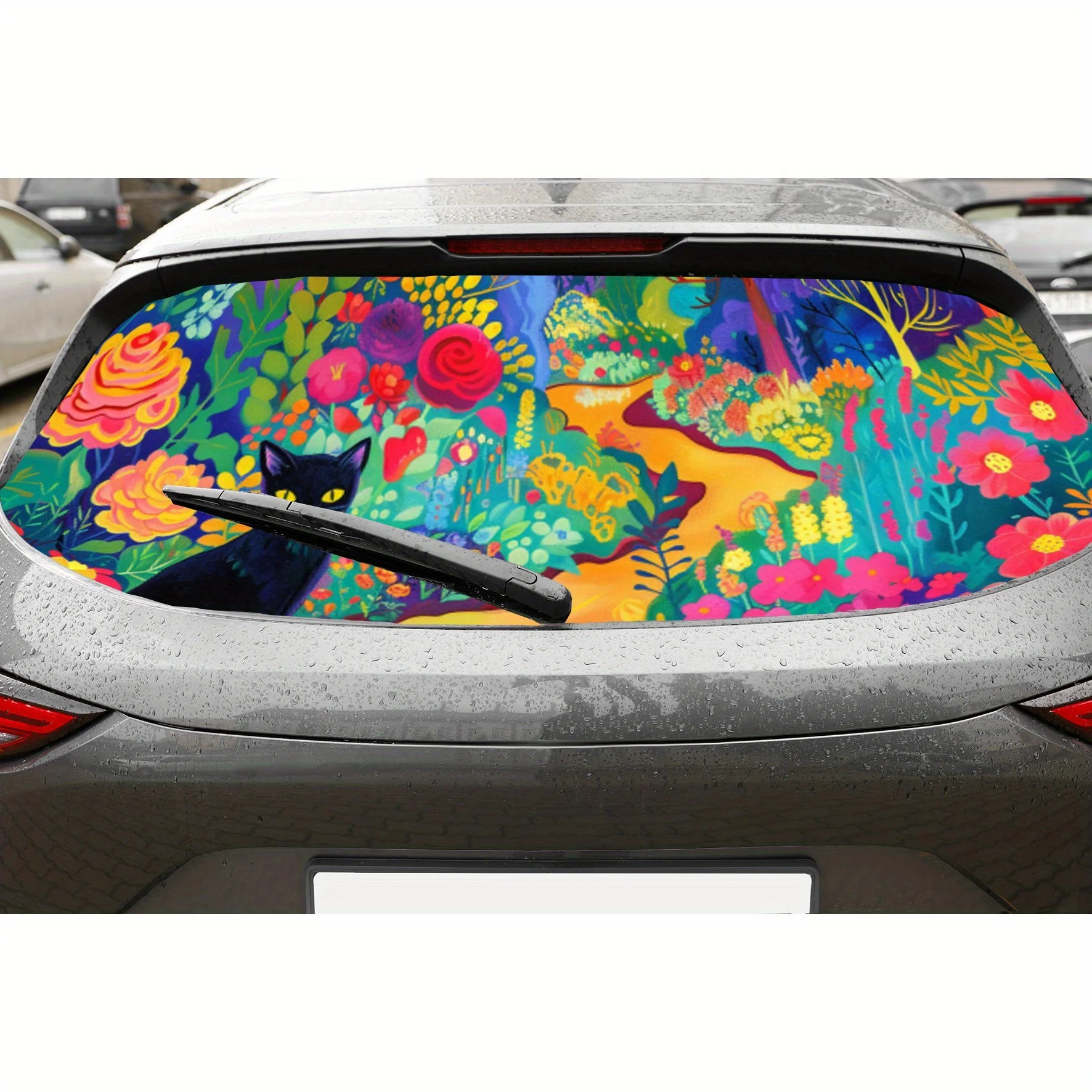 

Colorful forest path car rear window vinyl wraps sticker, auto art sticker, self-adhesive waterproof rear window decoration, gen