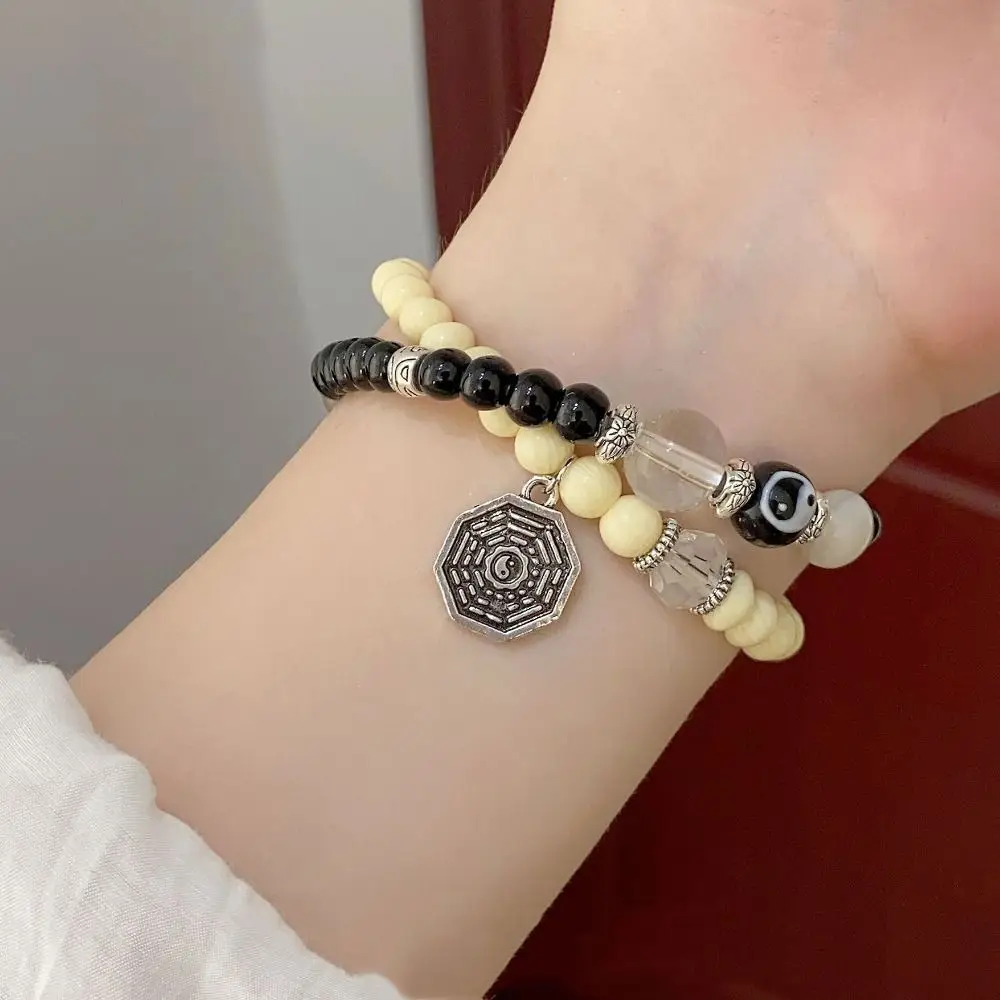 

Classic Tai Chi Yin Yang Couple Bracelets Neo-Chinese Style Chic Aesthetic Hand Chain Fashion Elastic Ethnic Beaded Bangle