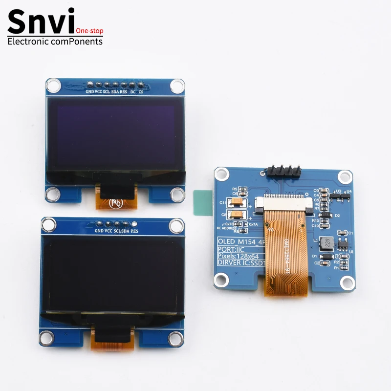 Snvi 1.54 inch 4PIN White Blue OLED Screen Module SSD1309 Drive IC Compatible for CH1116 SPI Interface 128*64