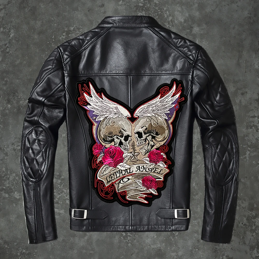 Devil Skeleton Angel Wings Large Embroidery Patch Motorcycle Knight Personalized Leather Jacket Clothing Decorative Back Glue