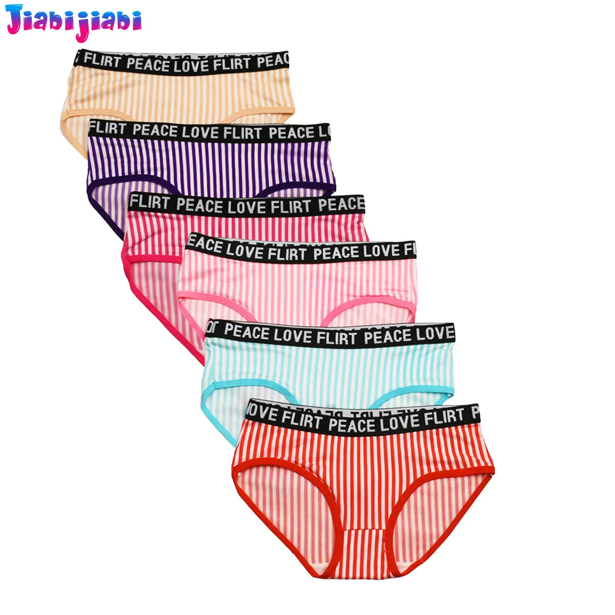 

6PC Girls Panties - Striped Letter Underwear for Teens, Youth Girl' Sports Underwear, Comfortable Kids Underwear for Girls 9-15T