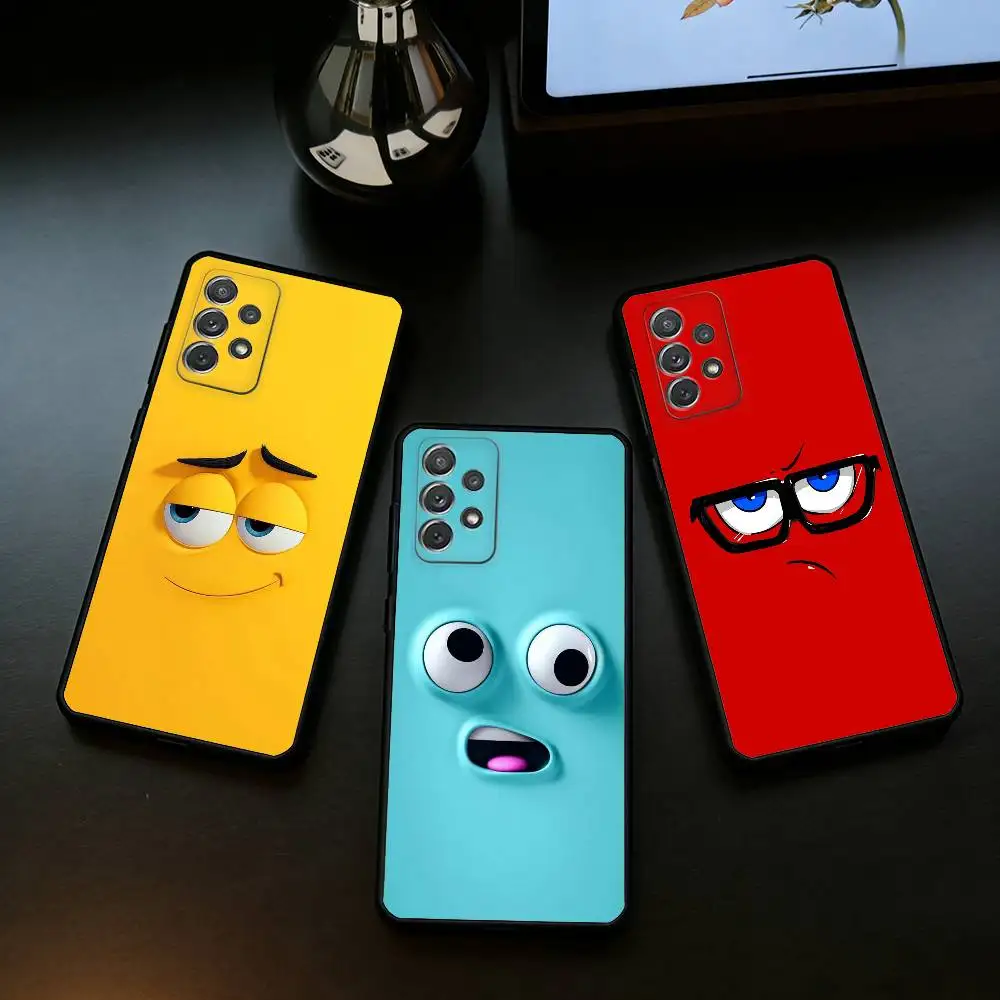 Funny Face  Soft Silicone Black Cover Phone Case For Samsung Galaxy A73,A72,A71,A70,A53,A52,A51