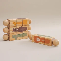 Wooden Rattles Cartoon Animal Rotating Puzzle 0 12 month Baby Toys Animal Pairing Baby sensory toys Rattle Baby Accessories Toys