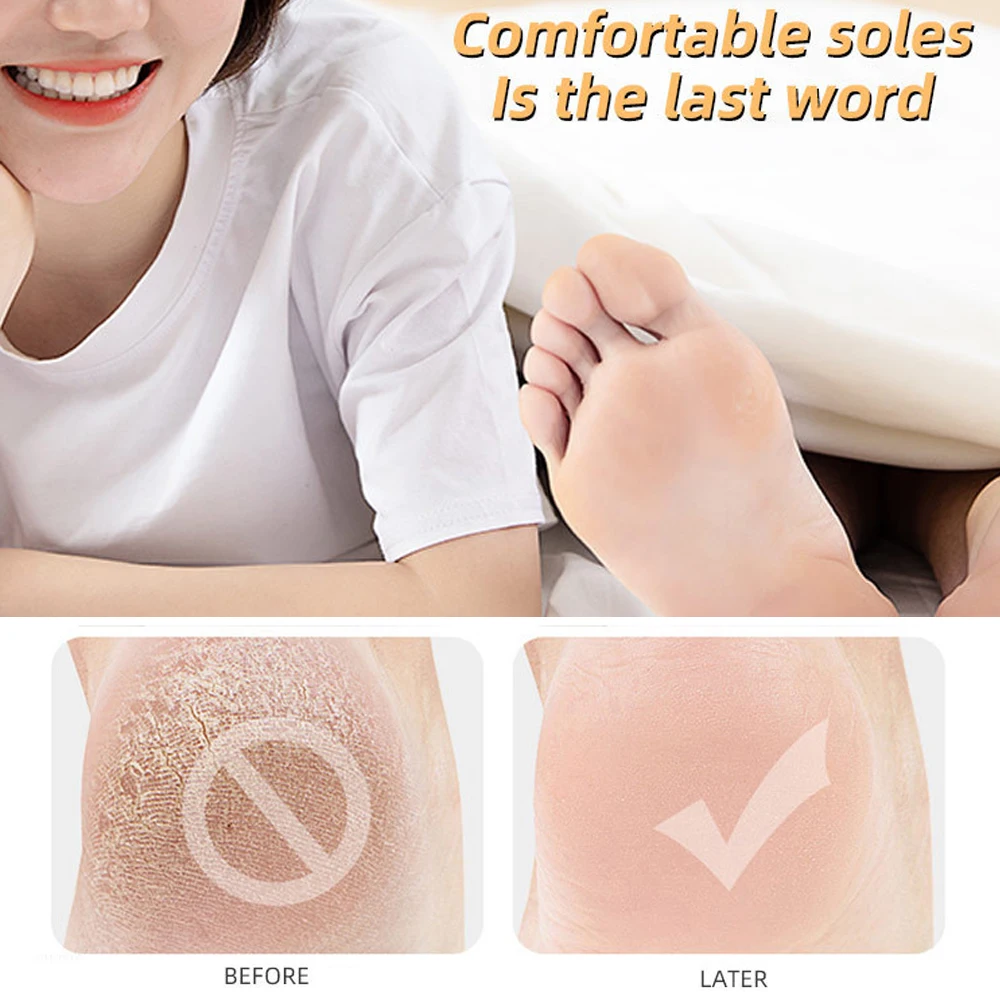 1 Pair Gel Sock Silicone Feet Protector Pain Relief Crack Prevention Moisturize Dead Skin Removal Sock with Hole Foot Care Tool