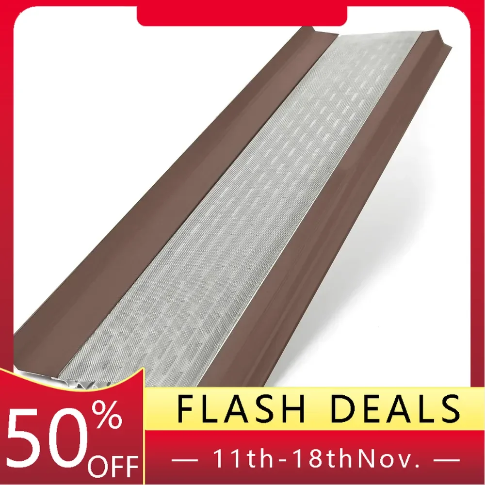6 Inch Gutter Guards Leaf Protection, 50 Feet Musket Brown, Stainless Steel Mesh, Aluminum Gutter Covers