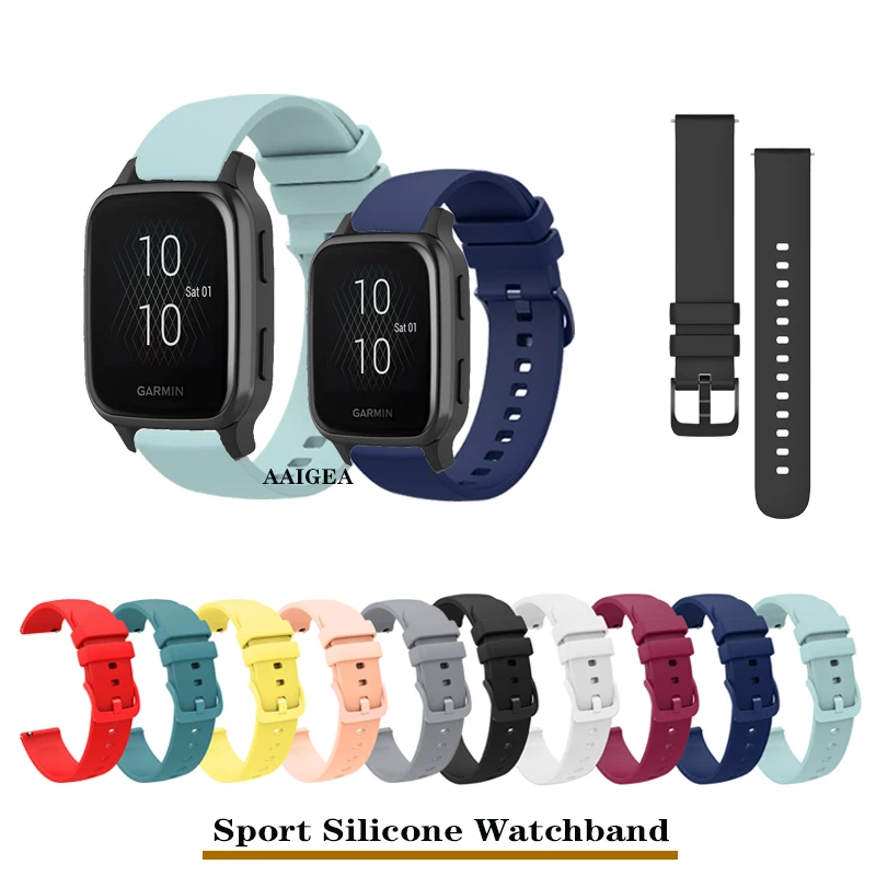 20mm New Silicone Sports Strap Bracelet for Garmin Venu Sq 2 Plus/ venu2 plus / Vivomove HR / 165 245 645 55 158