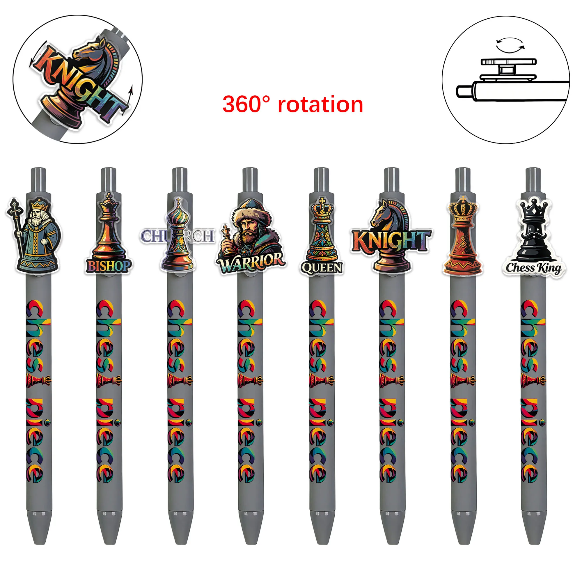 

10 pieces of creative ballpoint pens - rotatable chess signing pens with random patterns as gifts