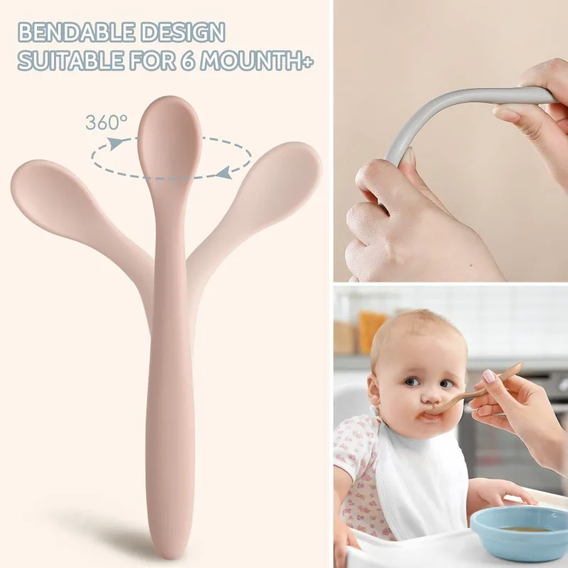 

Baby Soft Silicone Soft Spoon Gadgets Feeding Bebe Baby Items Baby Food Tiny Spoon Children‘s Tablewar Training Spoon Fork Set