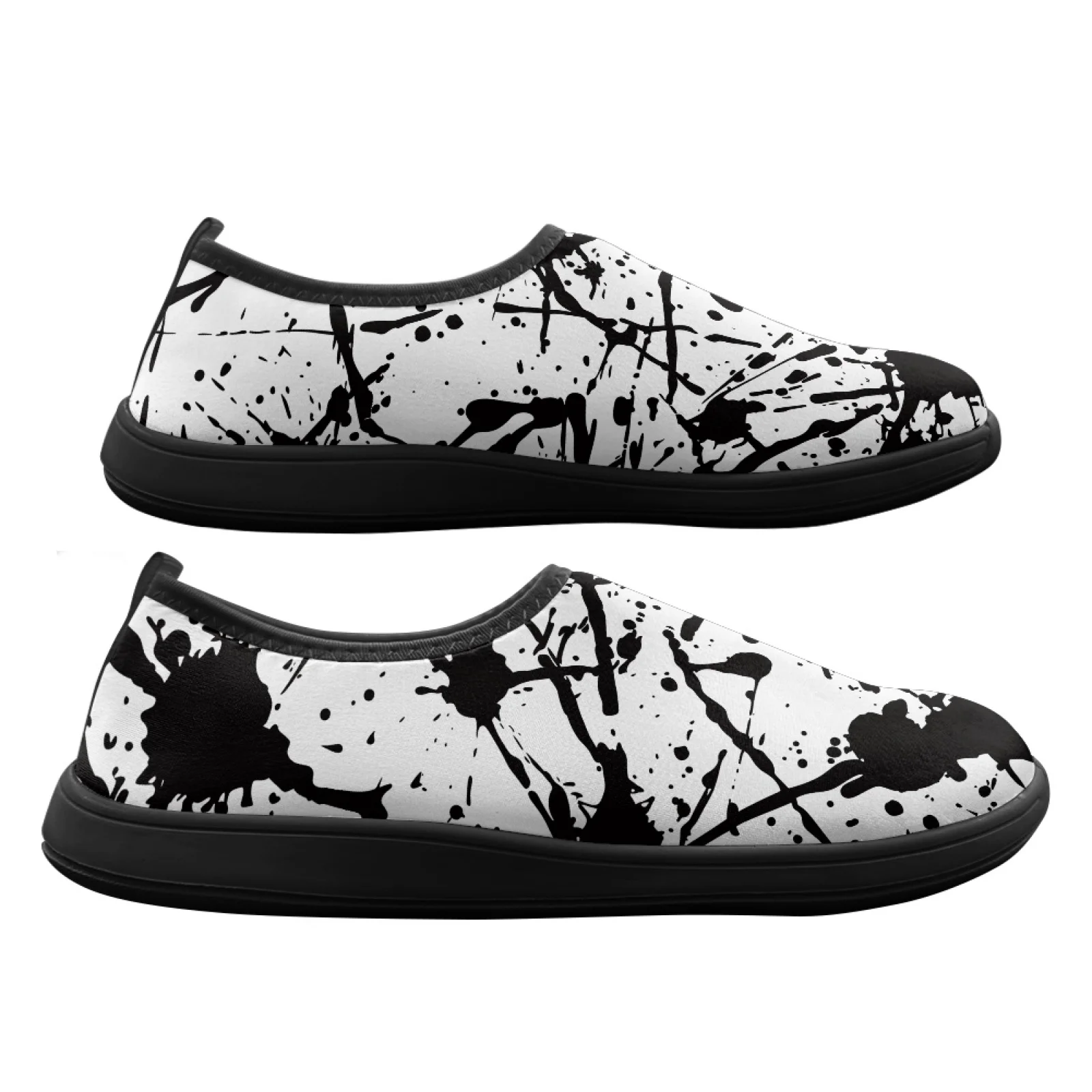 PENSTROLL Black Ink Splash Closed Toe Hiking Shoes Barefoot Minimalist Shoes for Running Non Slip Casual Shoes
