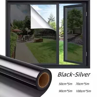 5M One Way Mirror Window Film Reflective Privacy Glass Tint Self-Adhesive Black-Silver Window Film for Home Office, Easy Install