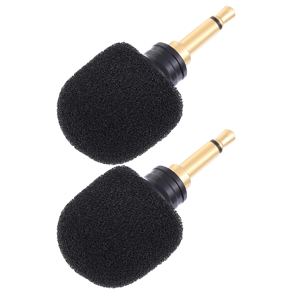 

2pcs Portable Recording Microphone Gold Plated Plug for Phone Computer Live Streaming Conference Mini Singing Mic Black