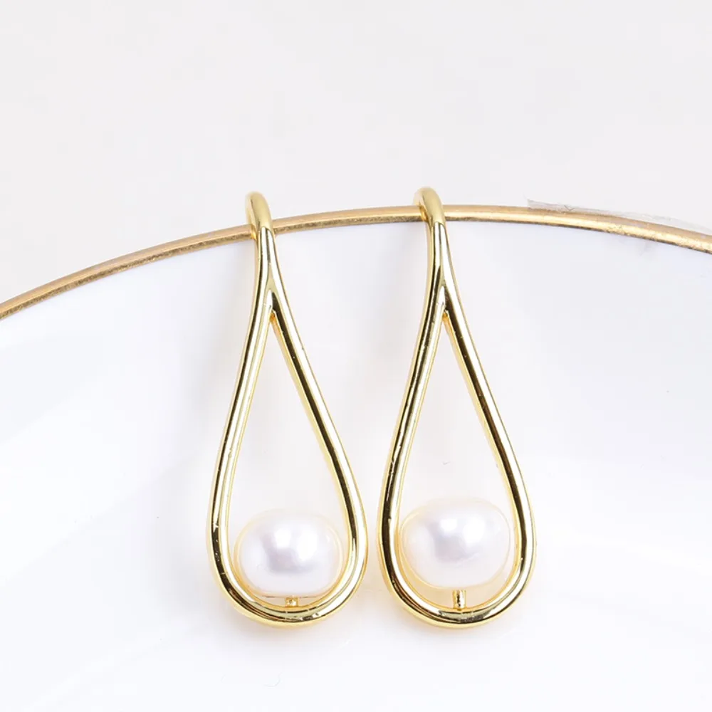 

10PCS S925 Sterling Silver Needle 18K Gold Wrapped Plated Brass Earring Settings Diy Jewelry Pearl Earrings Accessories