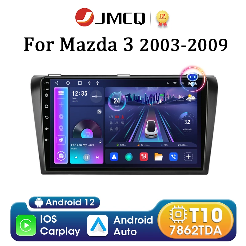 

Автомагнитола JMCQ, 2 Din, Android 12, для Mazda 3 2003 2004-2009, 4G + Wi-Fi