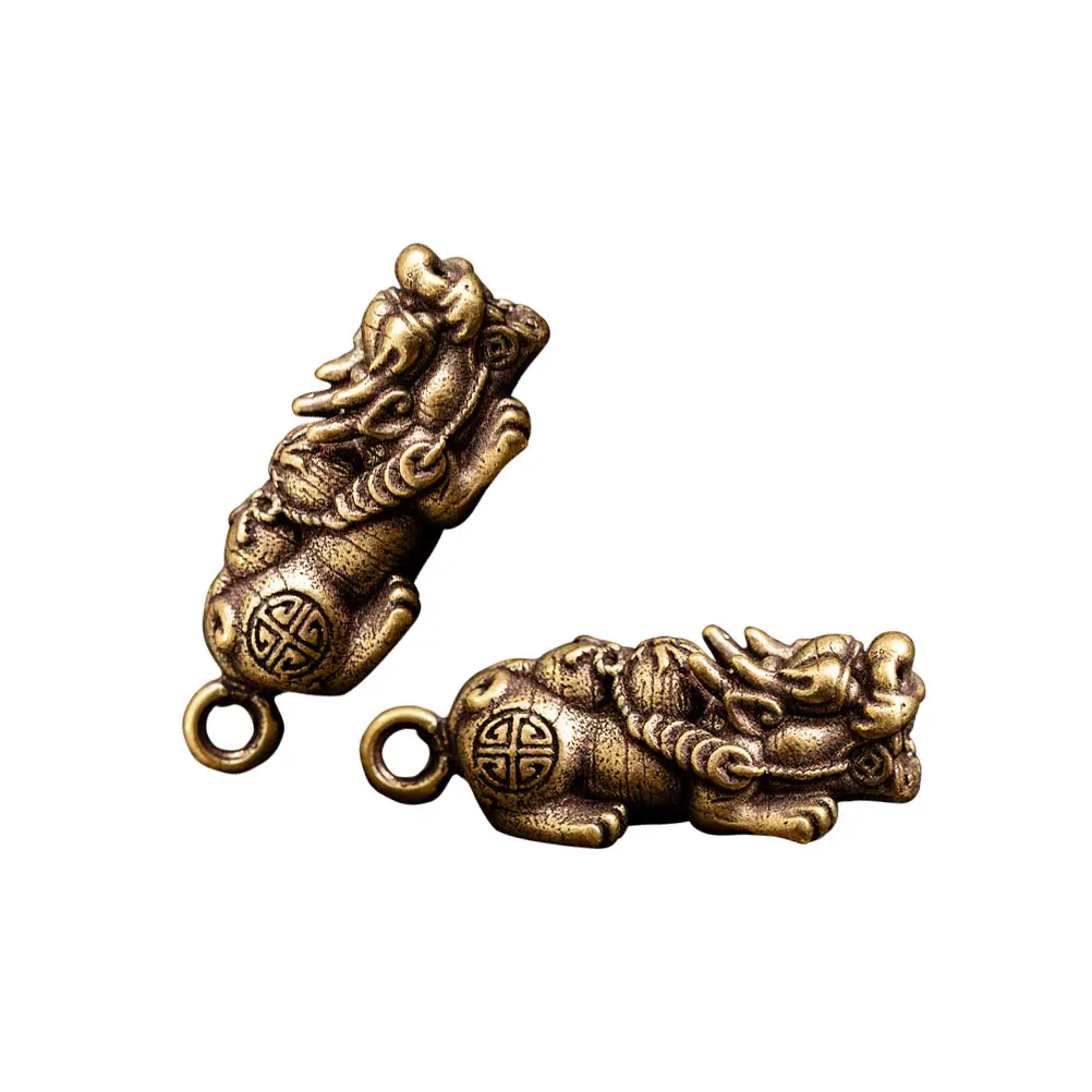 

2pcs KIRIN Decorative Pendant Small Copper Home Hanging Adornment DIY Craft Vintage nament Collection Gift Practical Durability