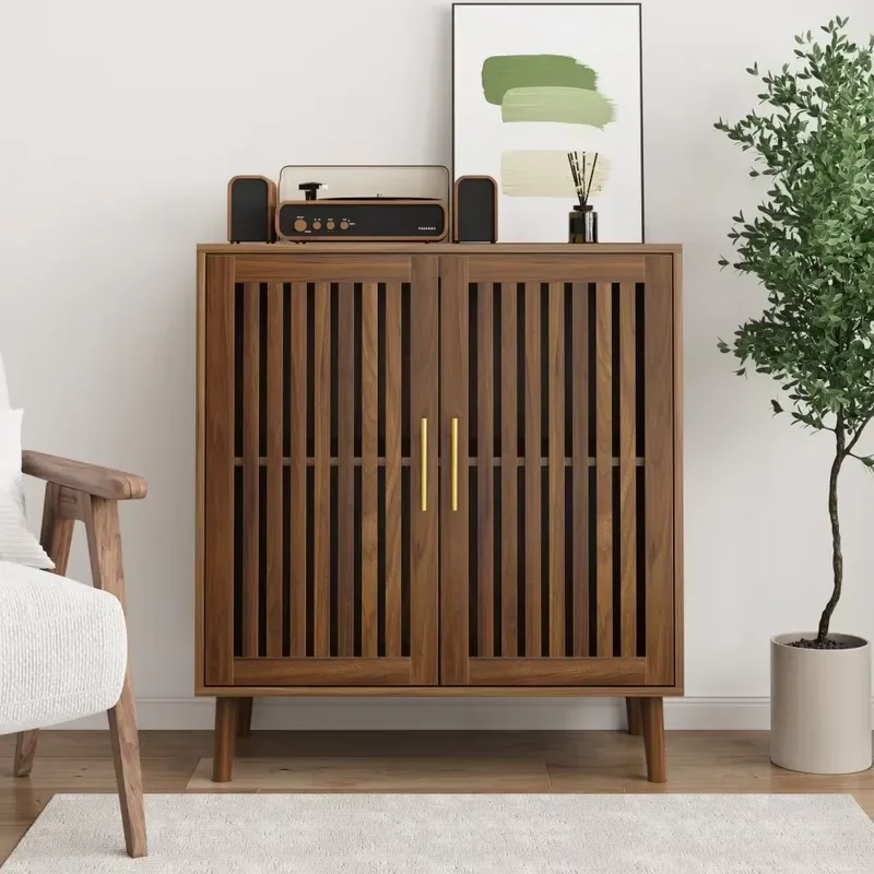 Sideboard Buffet Cabinet with Storage Farmhouse Buffet Cabinet with Louvered Doors Coffee Bar Cabinet for Kitchen Living Room