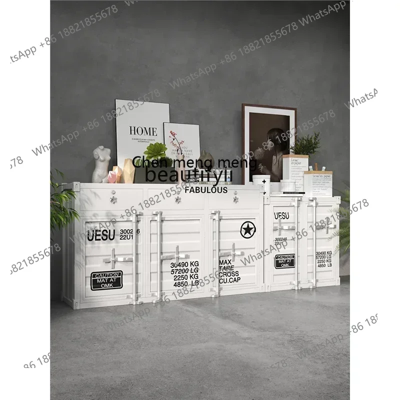 SS new styleAmerican container retro dining side locker restaurant wrought iron industrial style tea and wine cabinetss 7486 ss