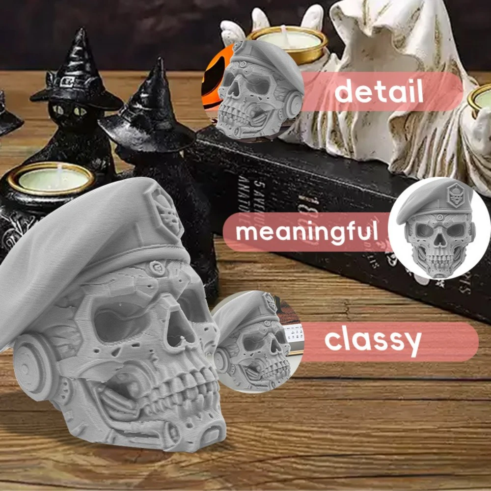 Creative Desktop Cyberpunk Decorative Figurehead Plastic Beret Tactical Skull Bust Skull Home Office