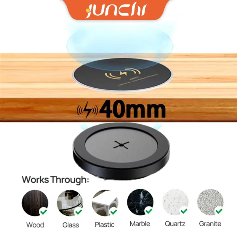 

Wireless Chargers Pad Stand 40MM Long Distance Invisible Hidden Under Desk Phone Induction Fast Wireless Charging Station Dock