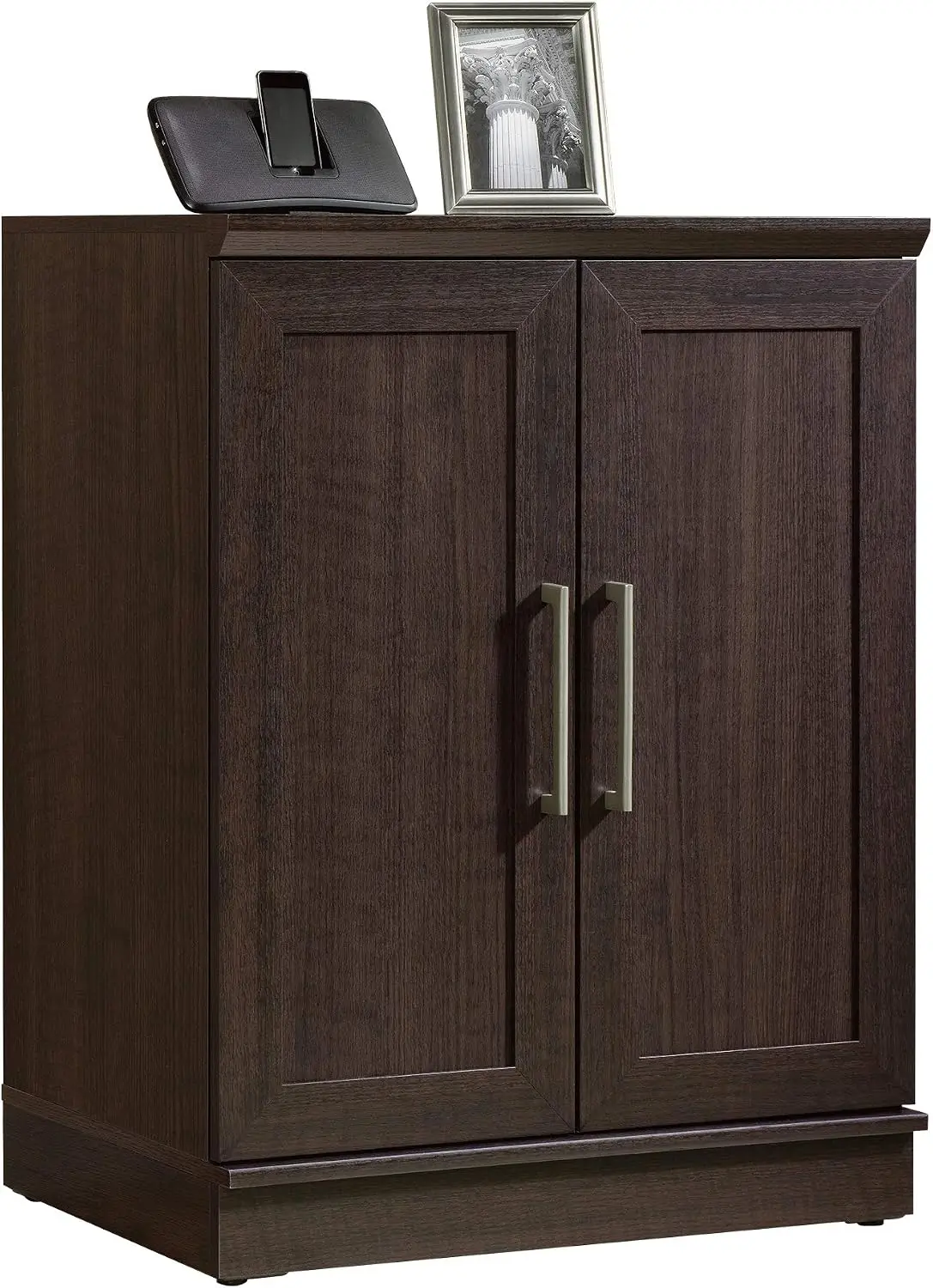 Base Storage Cabinet, Freestanding Wood Pantry Cupboard Organizer, Kitchen Dining Room Living Area Sideboard, Double Enclosed Doors With Adjustable Shelving, Rustic Farmhouse Style, Dakota Oak Finish