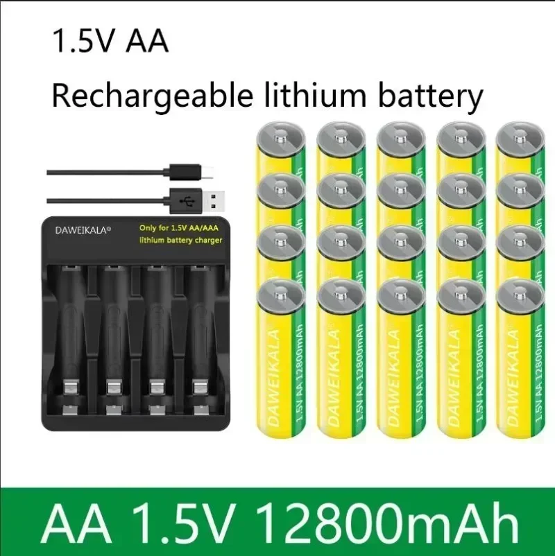 1.5V AA lithium battery Fast charging with 12800mAh capacity rechargeable lithium AA battery for toy keyboard Remote control