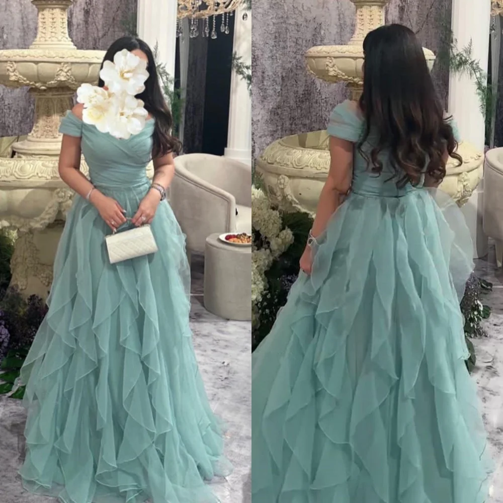 

Customized Ball Simple Off-the-shoulder Gown es Layered Chiffon Formal Occasion Vestido فساتين سهره نسائيه فخمة Robe Pou