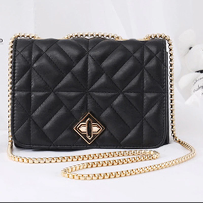 2023   Fashion PU Leather Bags For Women Thick Chain Crossbody Shoulder Handbags