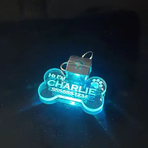 Customized Laser-Engraved Acrylic LED Pet ID Tag - Illuminated Safety Dog Luminous Pendant for Nighttime Dog Walks