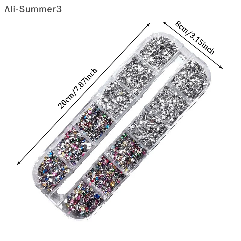12 Grids/Box Mixed Nail Art Multi Shape Flat Back Crystal Rhinestone Dazzling Diamonds Strass Manicure Tip 3D Decoration #6