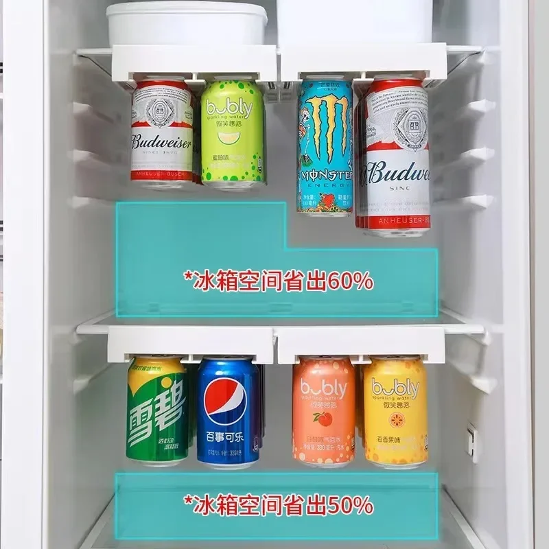 

Beer Soda Can Storage Rack Refrigerator Slide Under Shelf for Soda Can Beverage Organizer Kitchen Double-row Container