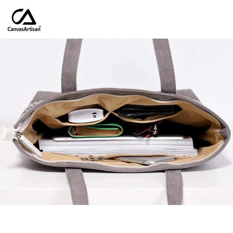 Canvas Women Handbags Floral Printing Sac À Main Femme Vintage Female Shopping Shoulder Bag Brand National Trendy Tote Hand Bags