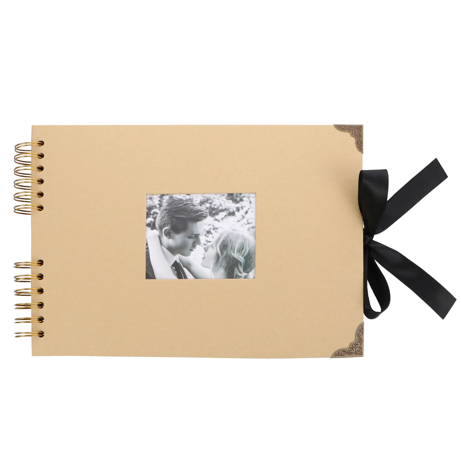 

Vintage Bowtie Ribbon Photo Album Black Pages 40 DIY Scrapbook Family Picture Book Handmade Memory Collector Photo Album