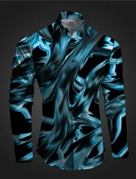 Camisa de manga comprida Graffiti masculina, casual estampada 3D, festa, férias de rua, primavera, lapela verão, rosa, vermelho, azul