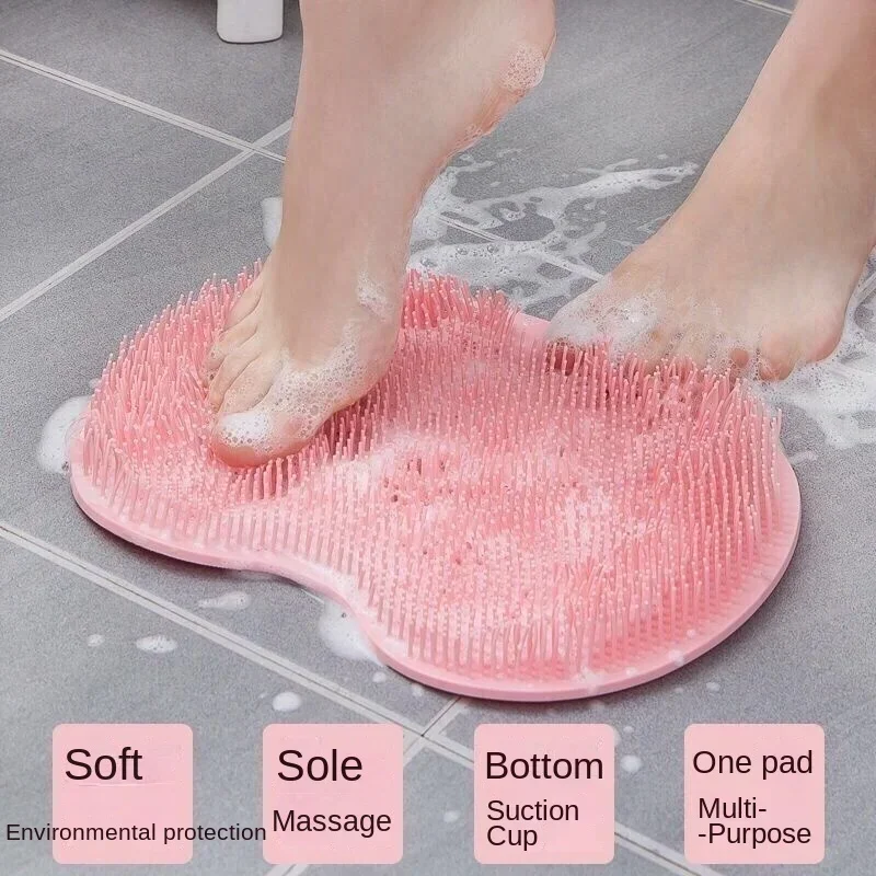 Non-Slip Bath Scrub Pad Silicone Exfoliating Shower Massage Scraper Foot Wash Brush Bathroom Tool Mat Rub Back Sucker Brushes