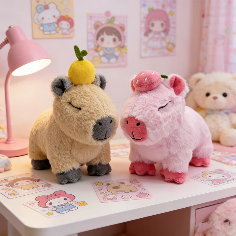 

Новая плюшевая игрушка Капибара: милый мягкий кукол с апельсинами и клубникой, идеальный подарок для девочек и подростков на праздники и вечеринки