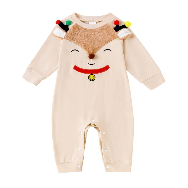 

Christmas Deer Patterned Long Sleeve Crew Neck Baby Jumpsuit Romper for Infant Boys and Girls Santa Claus Costume Clothes