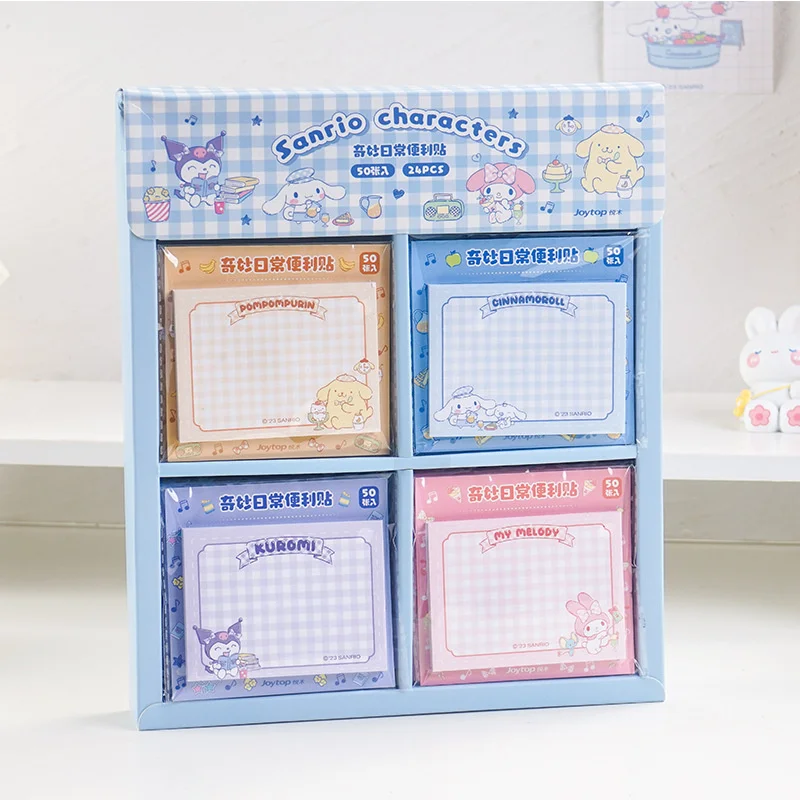 

24pcs/lot Sanrio Kuromi Melody Memo Pad Cute Cinnamoroll Sticky Note Stationery Label Notepad Planner Sticker Post School Supply