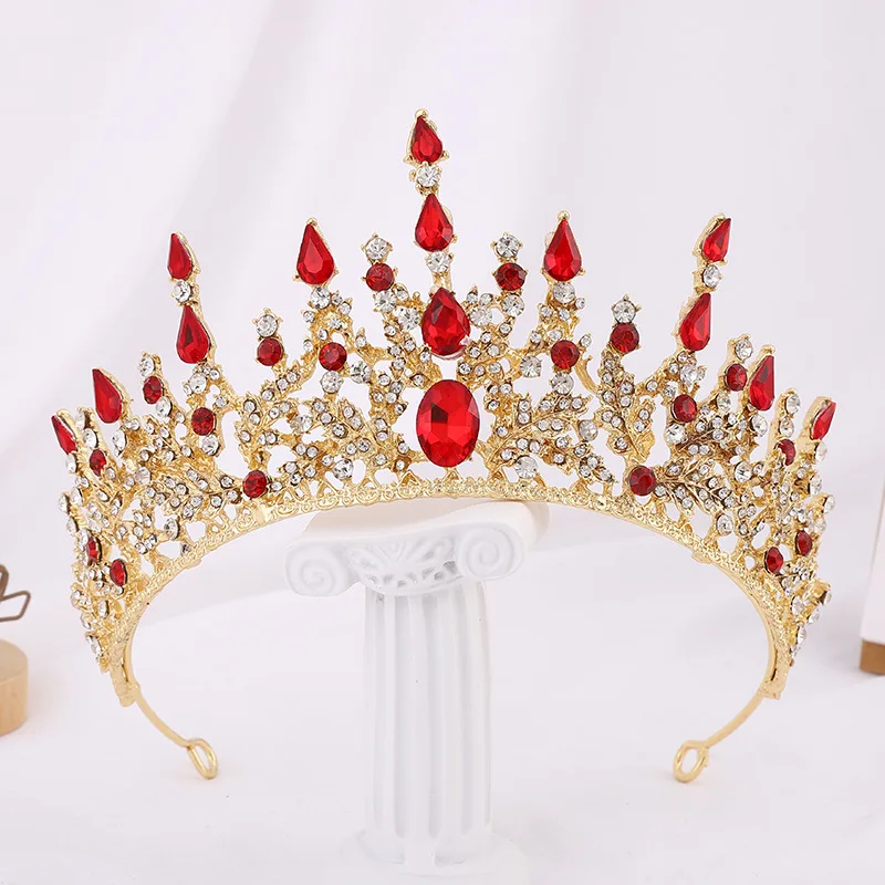 Baroque Vintage Purple Black Crystal Bridal Tiaras Crowns Pageant Diadem Rhinestone Veil Tiara Headband Wedding Hair Accessories